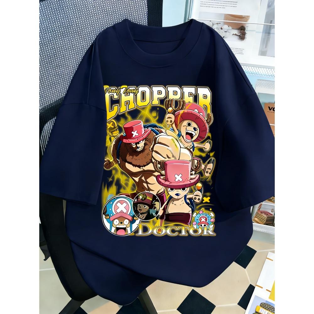 Plus Size One Piece Anime Printed Men and Women Tshirt Casual Parent Child Top Fashion Harajuku Style Street Wear Summer Y2K