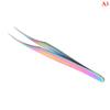 1Pc Multicolor  Stainless Steel Eyelashes Tweezers Curved Straight For Eyelash Tongs False Clip Professional For Lashes Extension Tools