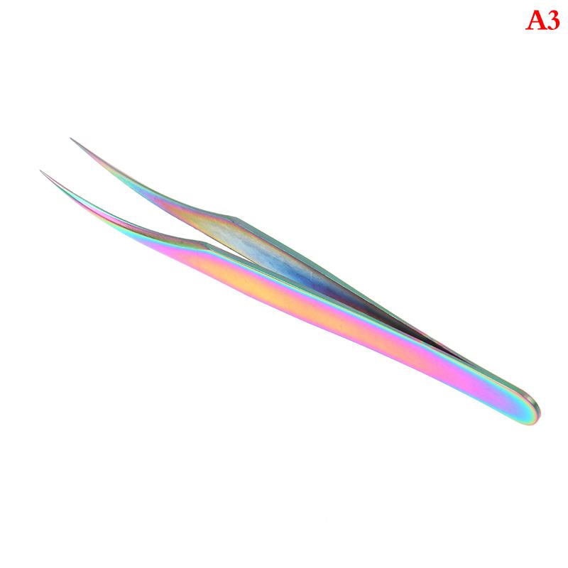 1Pc Multicolor  Stainless Steel Eyelashes Tweezers Curved Straight For Eyelash Tongs False Clip Professional For Lashes Extension Tools