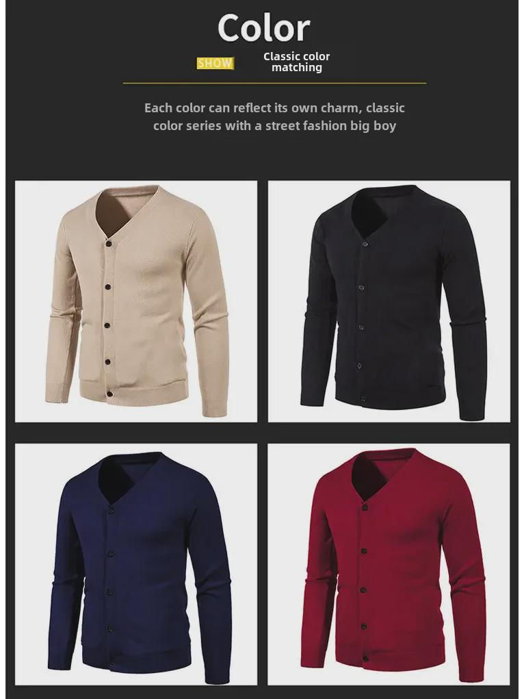 Men's Trendy Korean Style Knitted Cardigan for Spring and Autumn