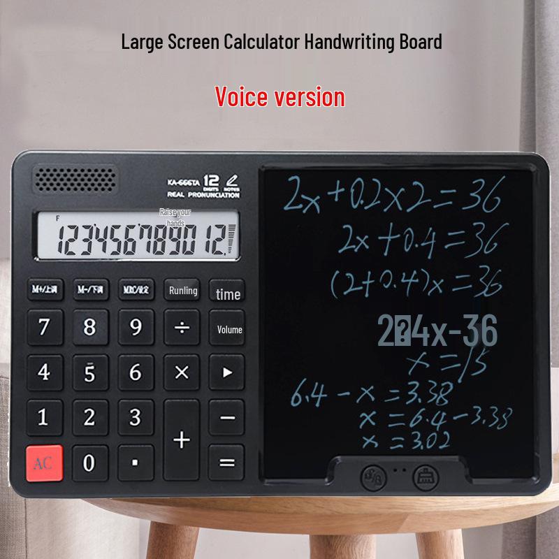 Dual Power Solar Business Calculator with Handwriting Board - Large Screen & Voice Feature