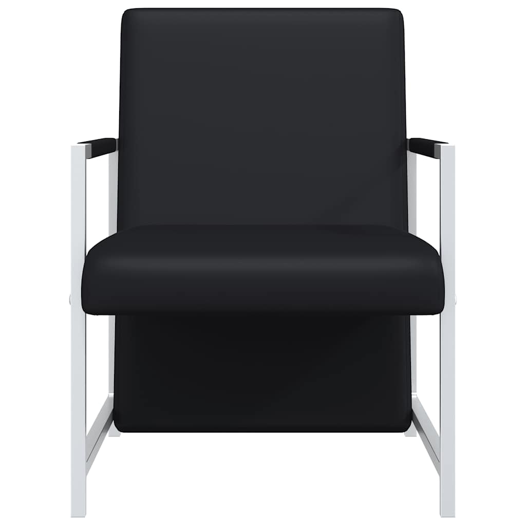 Black PU Leather Armchair with Chrome Legs