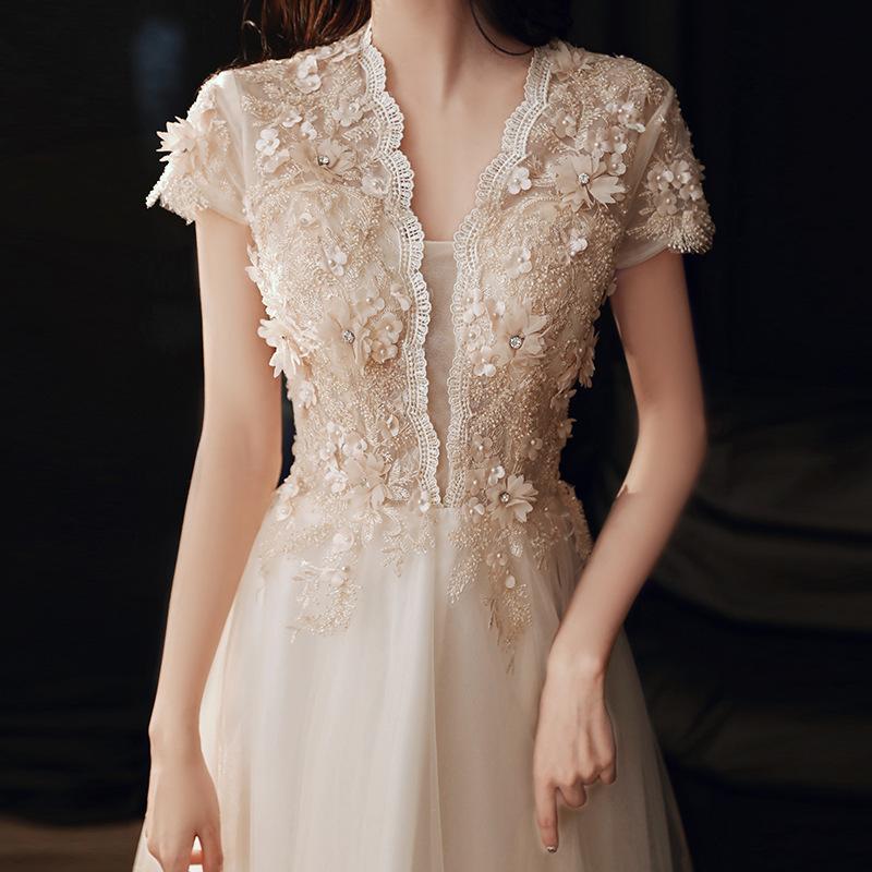 Banquet Evening Dress Women's 1011 New Long Sexy Host Champagne Fairy Fantasy Mori Evening Dress Skirt