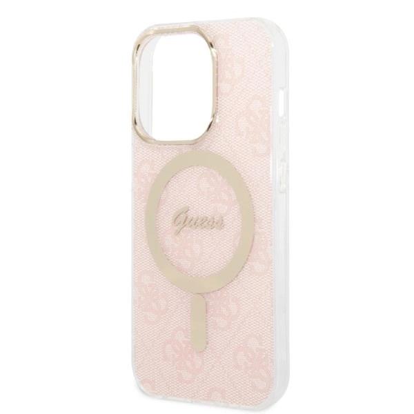 Guess Set Magsafe Charger + Case For Iphone 14 Pro 6.1 Pink 4G Print(Gubpp14Lh4Eacsp)