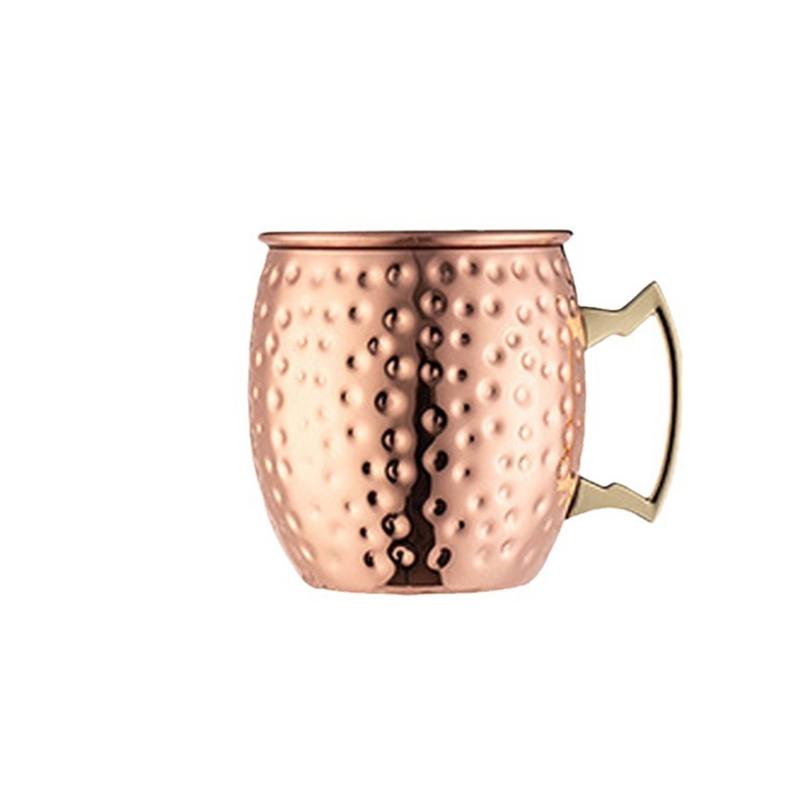 Moscow Mules Glass Stainless Steel Coppers-Plated Hammer Point Beer Glass European American Bar Cocktails Glass Drum Cup