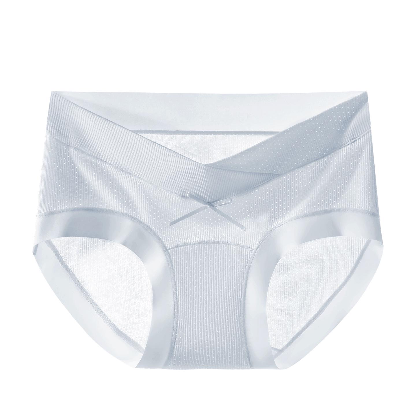2026 Antibacterial Breathable Low-Waist V-Cut Seamless Maternity Underwear with Extended Crotch and Belly Support XL светло-синий