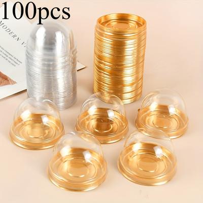 Set of 100 Stylish Clear Dessert Containers for Cakes, Sweets & Chocolates - Ideal for Weddings, Celebrations & Presents