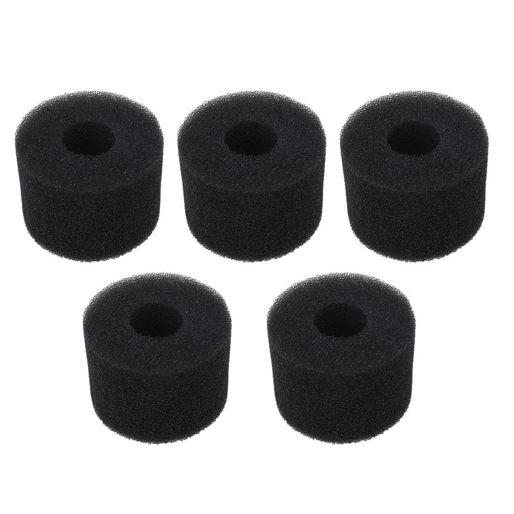 5PCS Pool Filter Sponge PU Sponge Black Reusable Washable Cylindrical Simming Pool Filter Foam for Pool Pump
