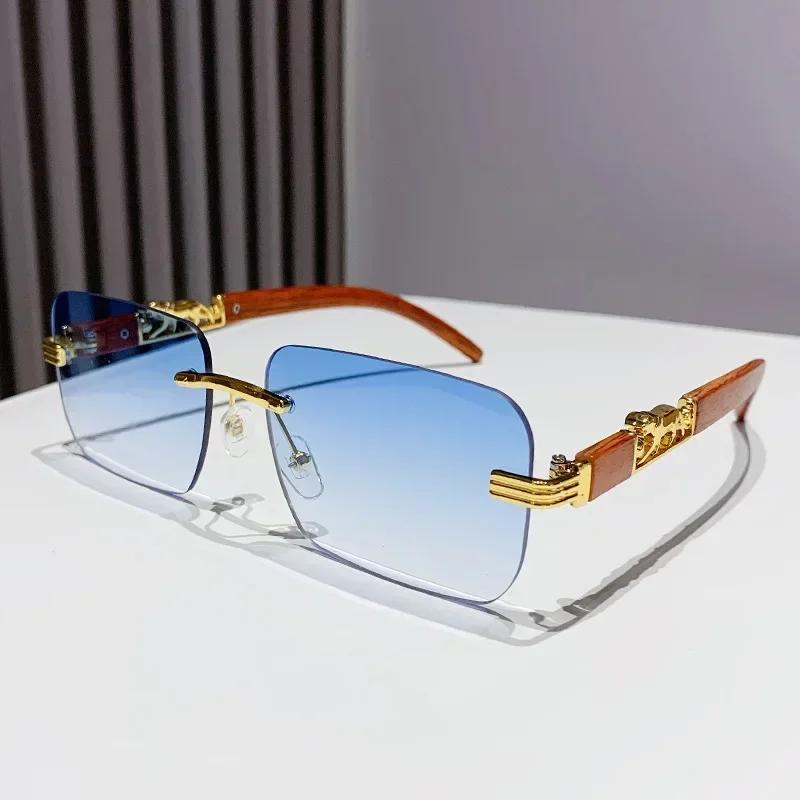 Classic Rimless Square Sunglasses Women Men Designer Brand Sun Glasses Female Male Personality Metal Mirror Oculos De Sol
