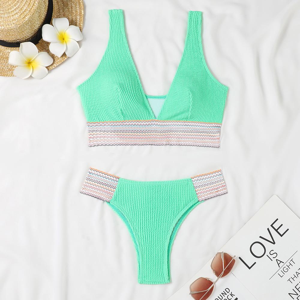 1011 new European and American sexy high-waisted split bikini women's swimsuit
