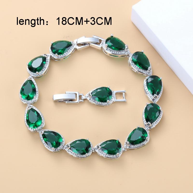 Water Drop Jewelry Sets With Green Cubic Zirconia Bridal Necklace And Earrings For Women Wedding Accessory