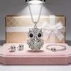 Owl Pendant Necklace For Women With Gemstone Embellishments Long Chain Jewelry Gift