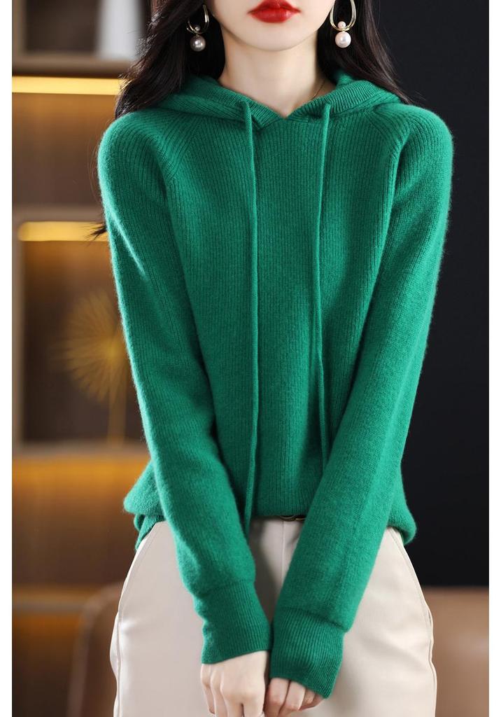 Women's Ribbed Knit Hoodie: Cozy, Loose-Fit Jacket for Autumn/Winter