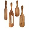 1pc/1 Set Premium Teak Wood Slotted Spurtle Spatulas Spoons Set for Nonstick Cookware Kitchen Cooking Heat Resistant Non Stick