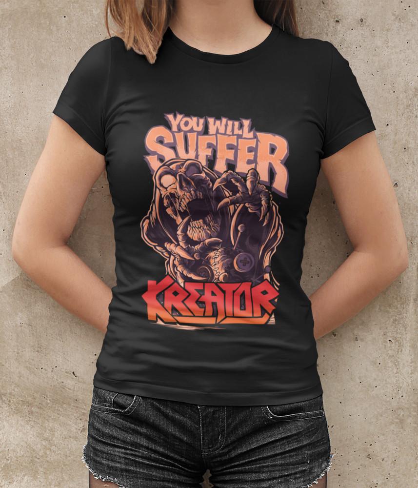 

Kreator You Will Suffer Rock Band Konzert Fan Damen Tailliert Shirt Baumwolle L
