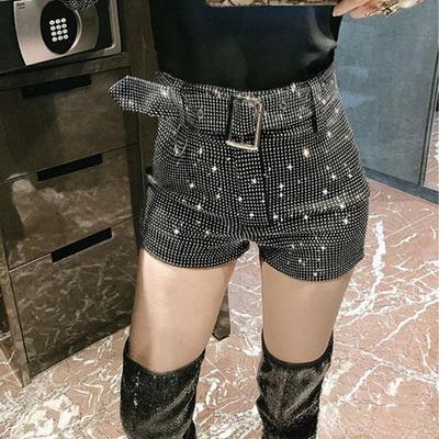 Pantalones Cortos de Diamantes de Cintura Alta Estilo Coreano: Inspirado en celebridades, Ajuste ceñido, Colores dopamina