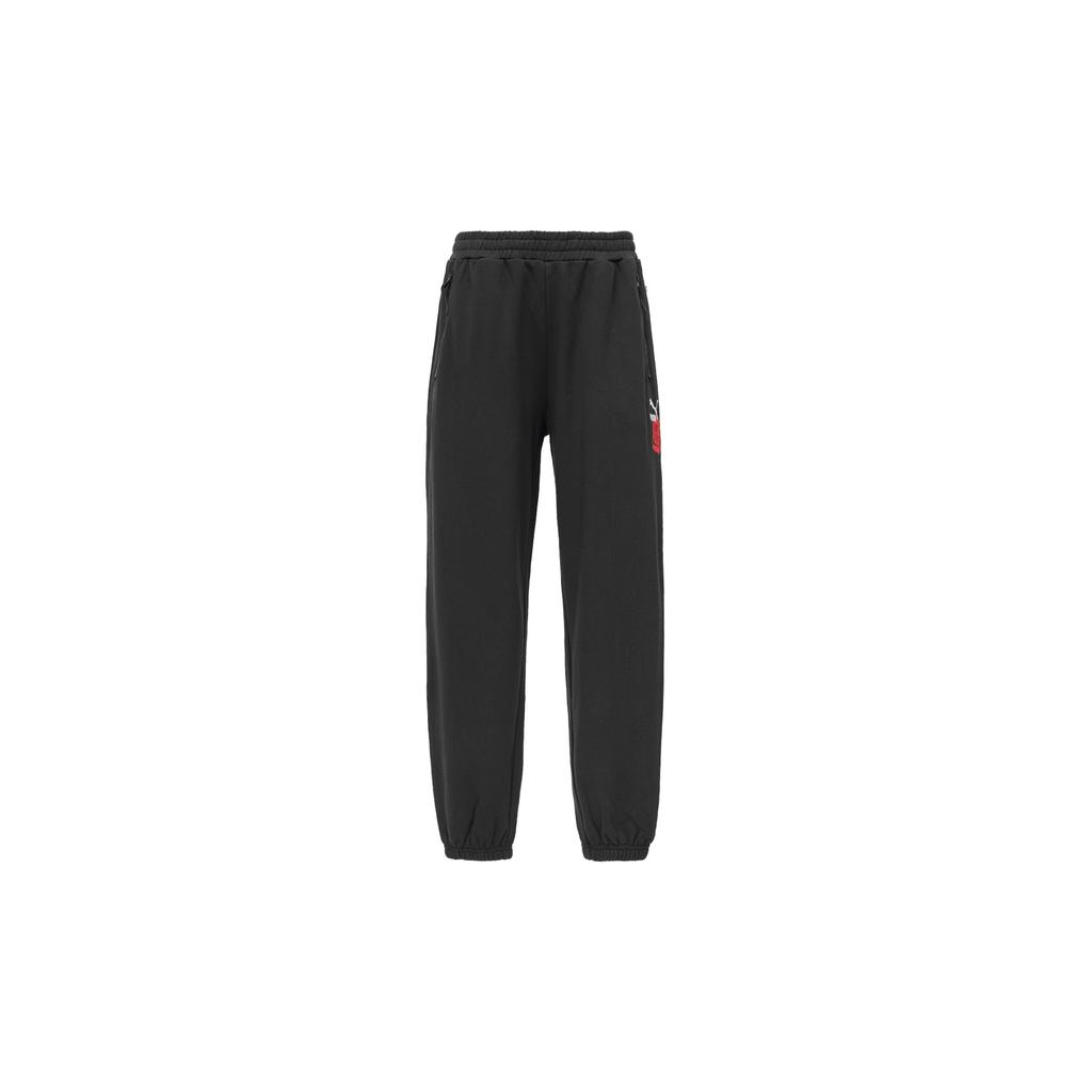Puma Logo Embroidered Sports Casual Pants Unisex Pants Black 677520-01