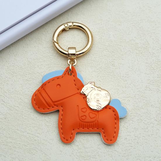 Horse Keychain Imitation Leather Cartoon Design Year of Horse Key Chain Bags Phones Cars Versatile Accessories