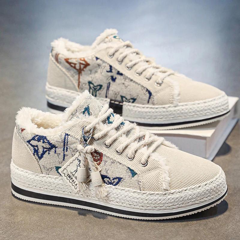 

2024 Последние мужские бархатные теплые повседневные хлопковые туфли Модные, универсальные, удобные, низкие спортивные туфли Износостойкие 39