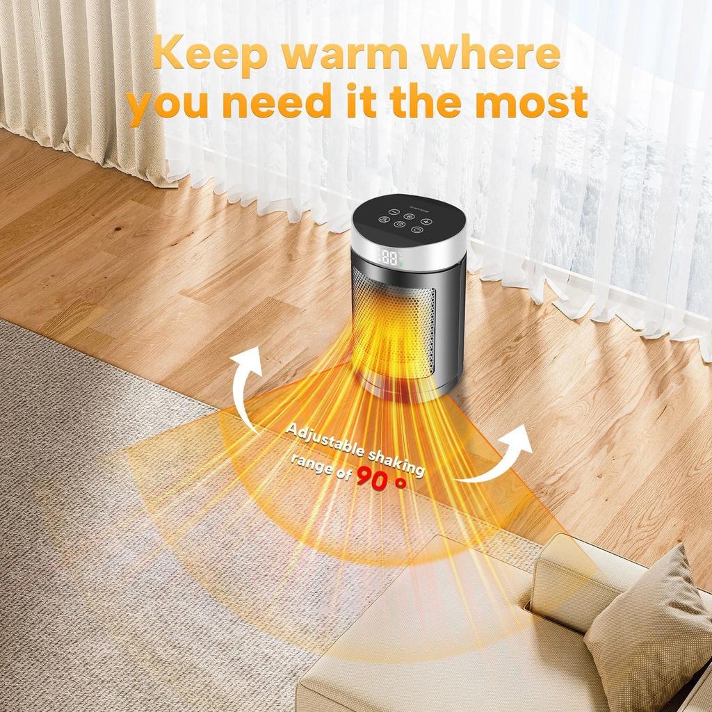 Portable Electric Smart Desktop Heater Table Mini Warmer With Thermostat Remote12H Timer For Home Bedroom Office Heating Fans