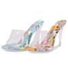 Summer Open-toed High Heels, Sexy Colored Cool Slippers, Crystal Transparent Large-size Sandals.