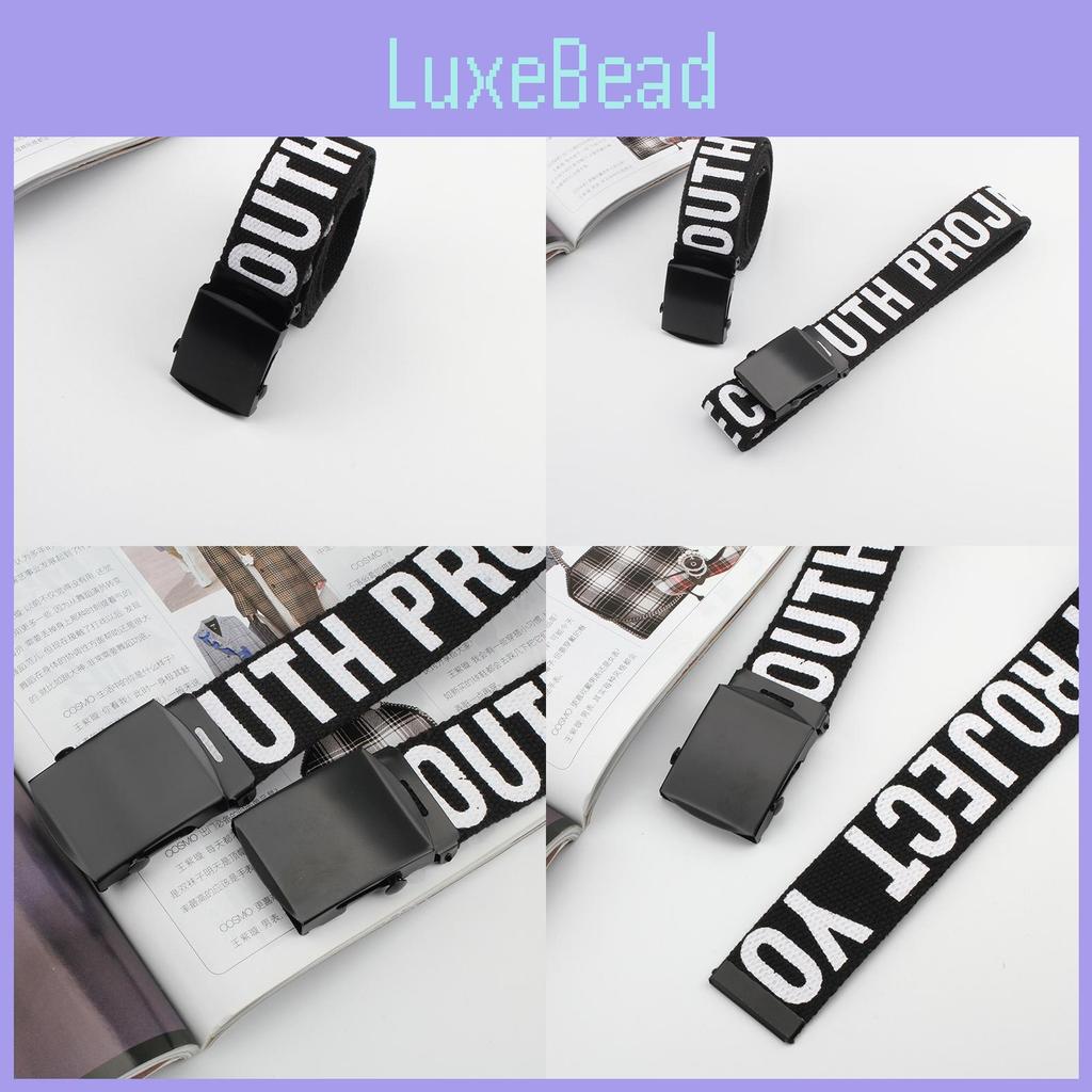 Printed Canvas Letter Waist Strap With Iron Buckle For Casual Fashion Outfits