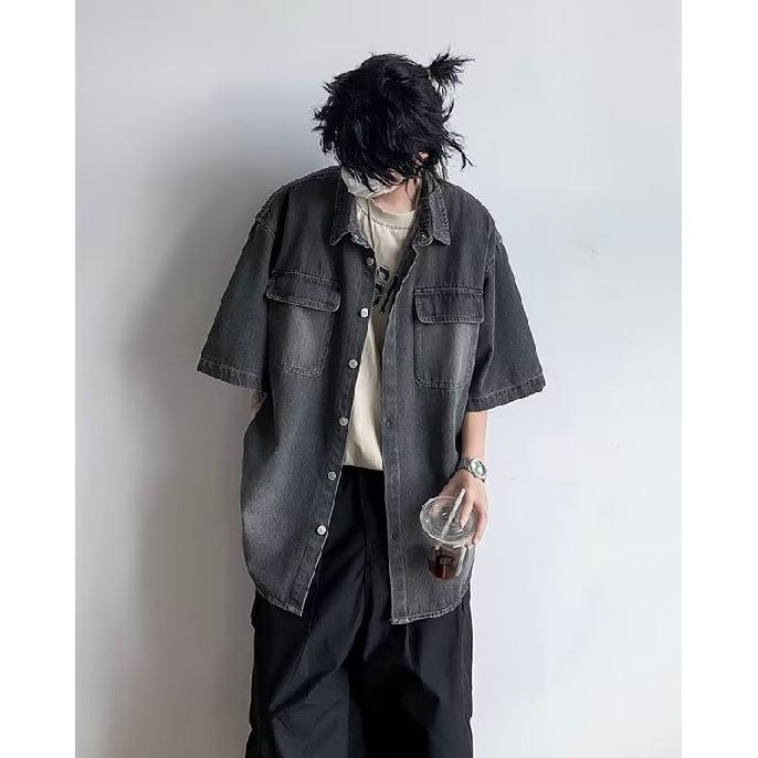 Summer Clothing Men'S Retro Casual Shirt Student Loose Niche Design Fun New Men'S Top For Outdoor Wear