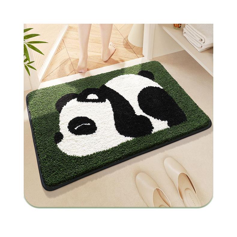 Tappetino per Pavimento Bagno Imitazione Cashmere Cartone Animato Panda Rosso Tappetino Morbido Assorbi Umidità per Gabinetto Tappetino Antiscivolo per Bagno di Casa