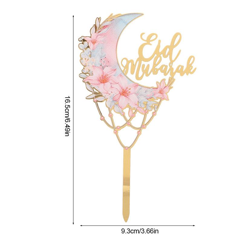 2025 Eid Mubarak Acrylic Cake Topper Moon Flower Cake DIY Decoration Islamic Muslim Festival Party Supplies Eid Ramadan Gift