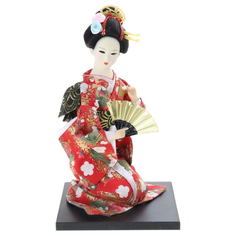 Bambole Geishe Giapponesi Decorative da 12 Pollici Figura Kimono per Decorazione Soggiorno e Ufficio O Regalo Culturale