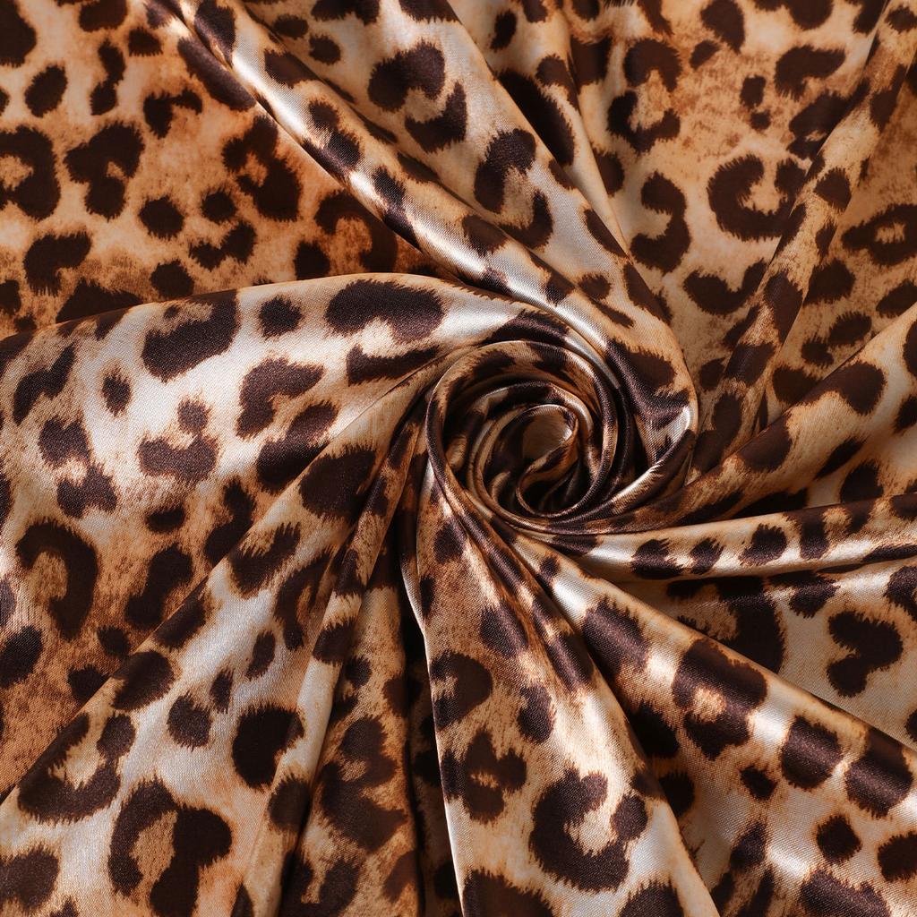 90cm Leopard Print Neckerchief Hijab Scarf For Women Silk Satin Headband Hair Scarves Female Square Shawls Ladies Head Bandana