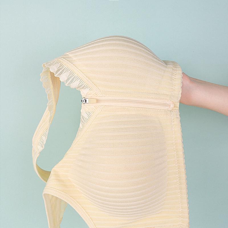 Soft Cotton Cup In The Elderly Underwear Women's Front Zip Fixed Cup Without Steel Ring Vest Type Large Size Bra