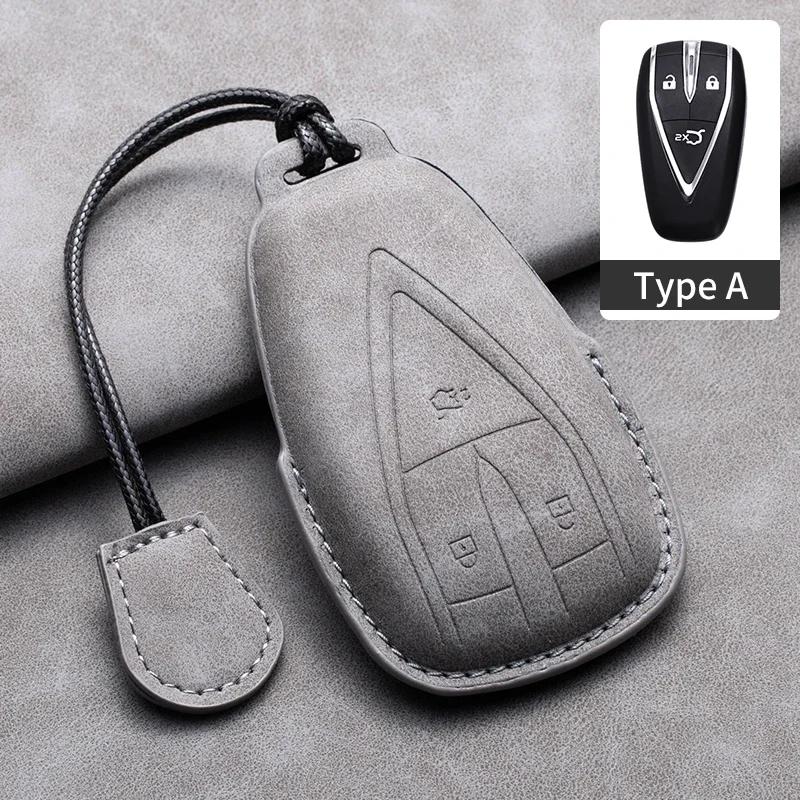 

Leather Car Remote Key Case Cover For Changan Cs35Plus Cs35 Plus Cs55 Plus Cs75 Plus Eado Uni-T Uni K Oushang X5 X7 Ev