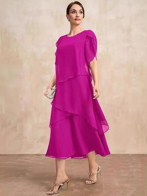 Elegantes unregelmäßiges lockeres kurzärmeliges einfarbiges langes Damenkleid