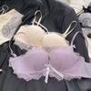 Sexy gather thickened and show large hollow lace bra new small fragrant style pure desire style set
