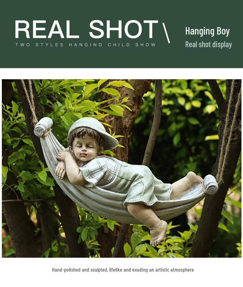 Retro European Style Cartoon Character Garden Ornament Resin Handicraft for Home Landscaping