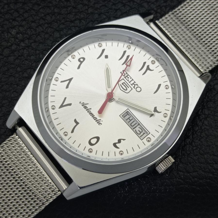 RENOVOVANÉ VINTAGE SEIKO 5 AUTO 6349A JAPONSKO PÁNSKÉ ARABICKÉ STŘÍBRNÉ HODINKY a298954-2
