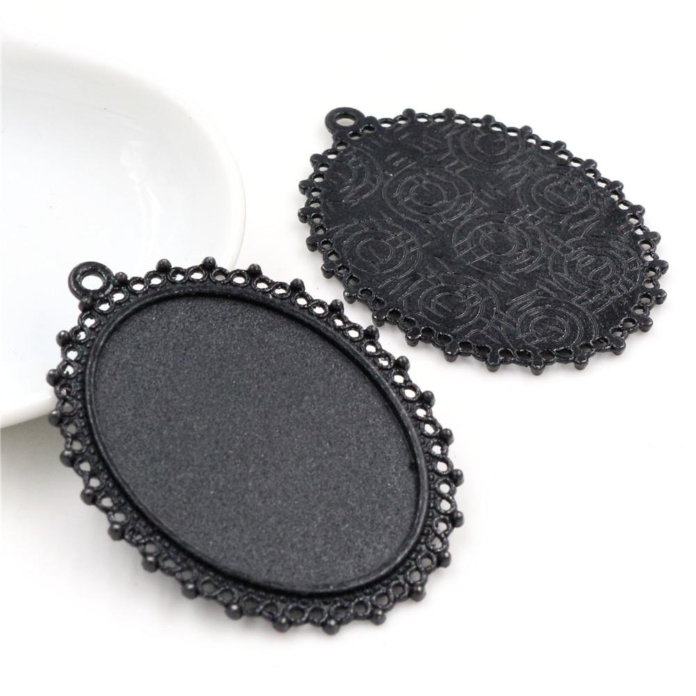 5 Stück 30x40mm Innenmaß 7 Farben Vergoldete Cabochon-Fassung Anhänger Charms