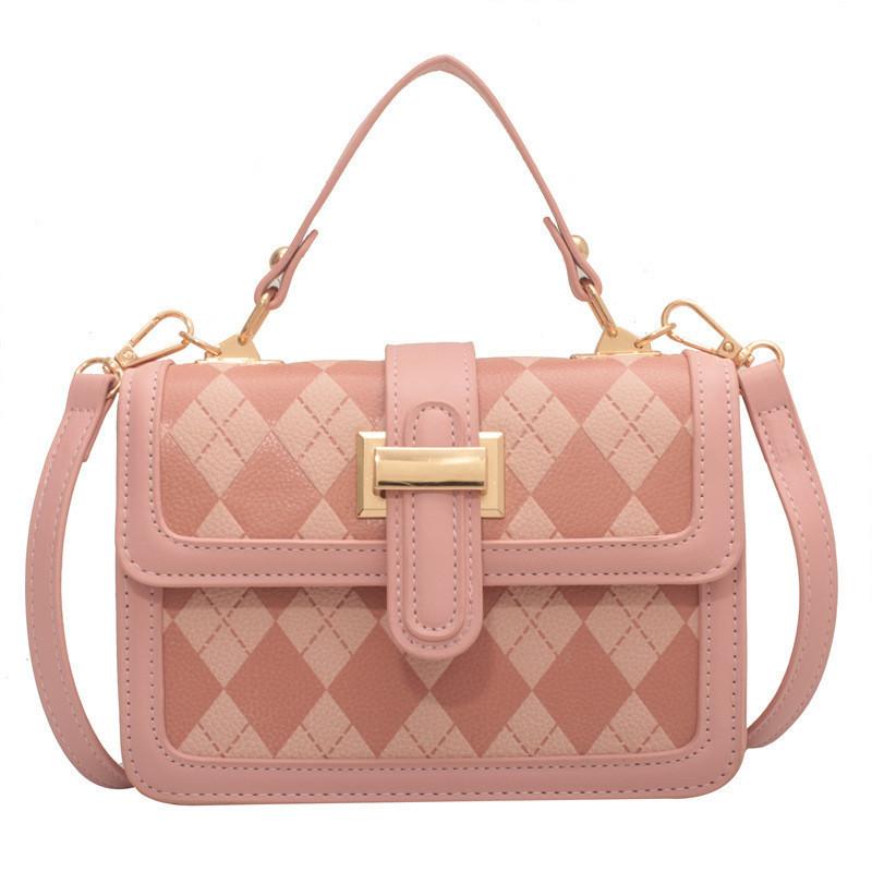 2023 New Arrival Chic Crossbody Bag With Stylish Rhombus Pattern розовый