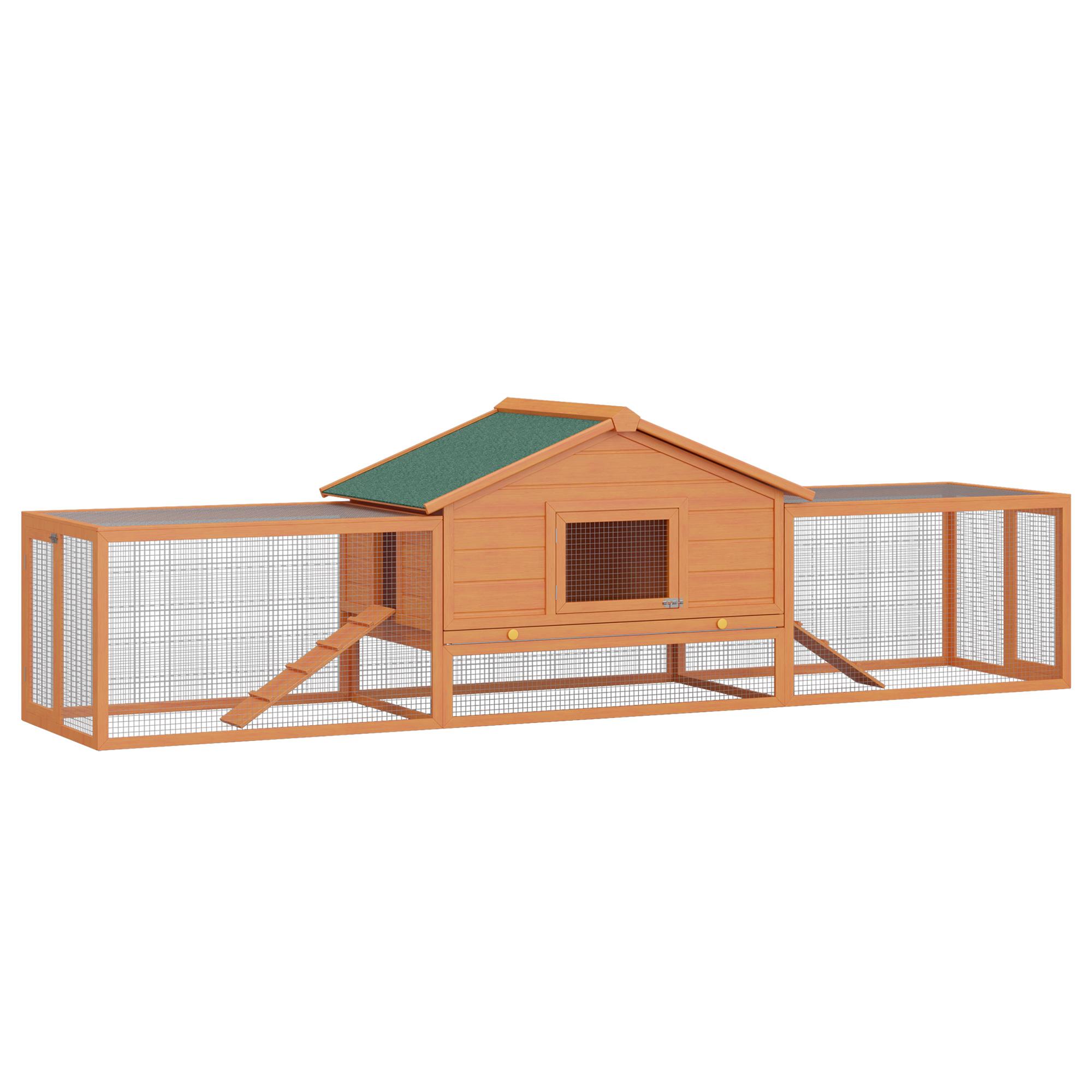 Wooden Rabbit Hutch with Run, Tray