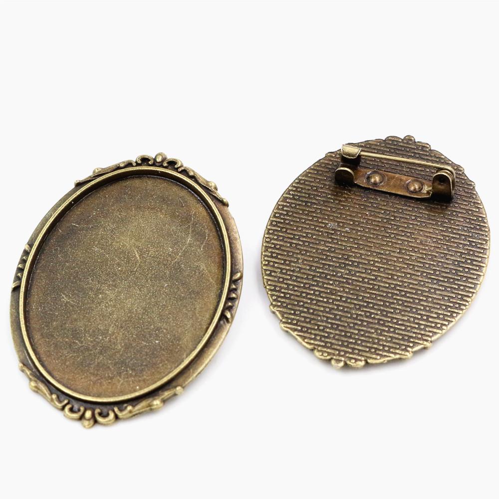 New Fashion 5pcs 30x40mm Inner Size Antique Silver Plated Gold Color Bronze Black Pin Brooch Simple Style Base Setting Pendant