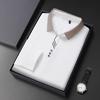 Camisa Polo de Manga Larga Casual de Negocios para Hombre con Cuello Bloque de Color y Tapeta de Botones