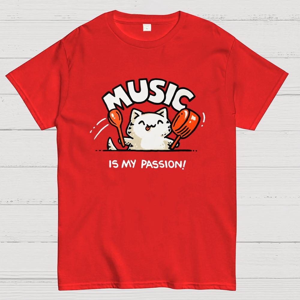 Music Is My Passion Cotton Summer Casual Cool Loose T-Shirt
