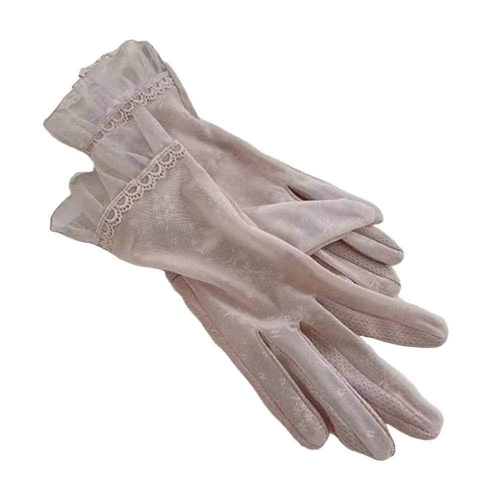 Mesh Ice Silk Gloves Anti Slip Women Gloves Breathable Lace Gloves  Girl