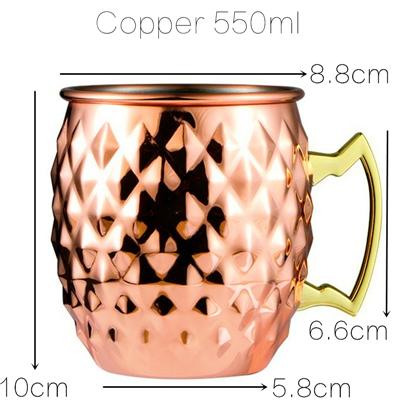 1PCS Cocktail Cup 550ml Hammered Copper Plated Moscow Mule Mug - Beer/Coffee Cup for Enhanced Flavor Experience Tazas Bar Tool
