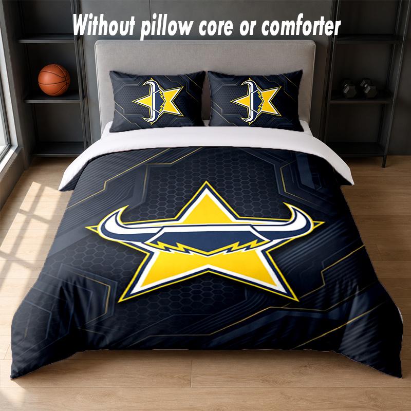 North Queensland Cowboys Design Bett Bettwäsche Set 1 Bettbezug + 2 Kissenbezüge Weich Atmungsaktiv Haushalt Bettwäsche