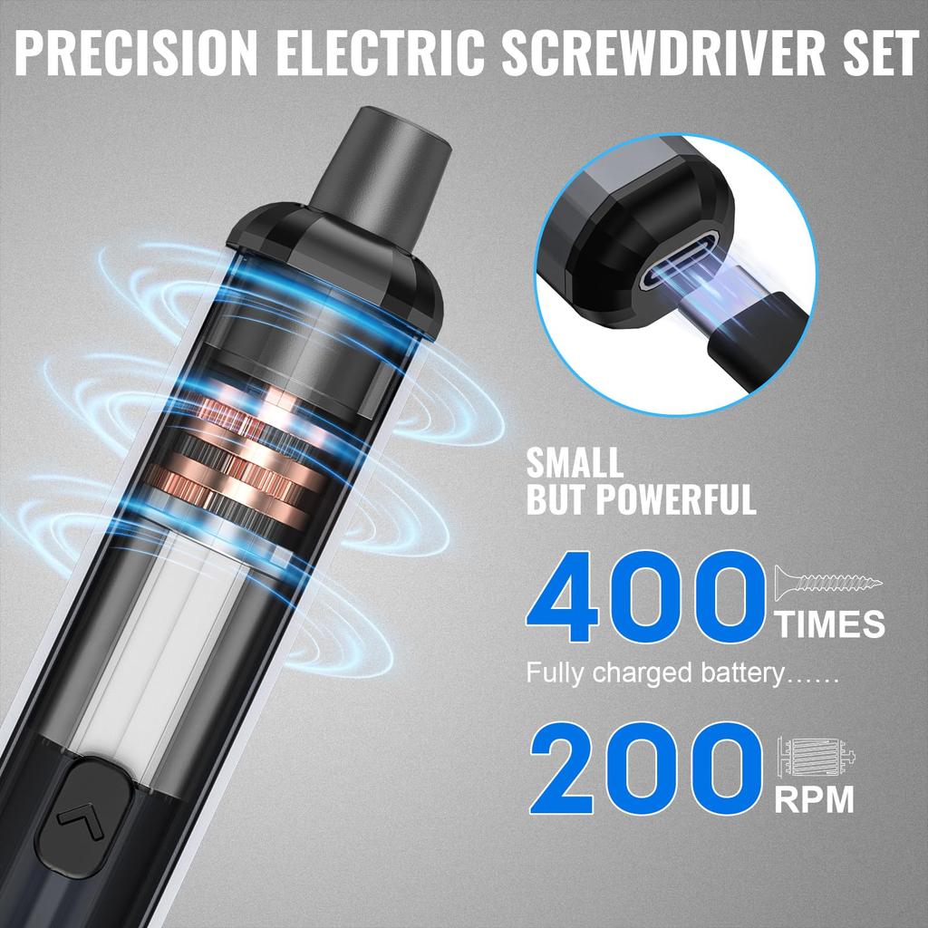3.7V Electric Screwdriver,Mini Precision Screwdriver Set Cordless Magnetic Bit Screwdrivers Rechargeable 68 In 1 Repair Tool