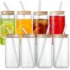 High-Temperature Resistant Borosilicate Glass Cup with Bamboo Lid & Straw