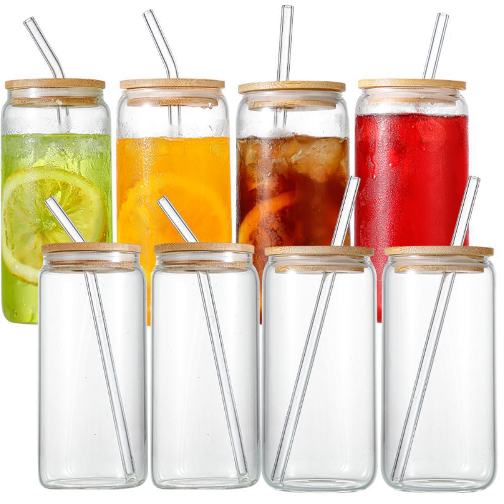 High-Temperature Resistant Borosilicate Glass Cup with Bamboo Lid & Straw