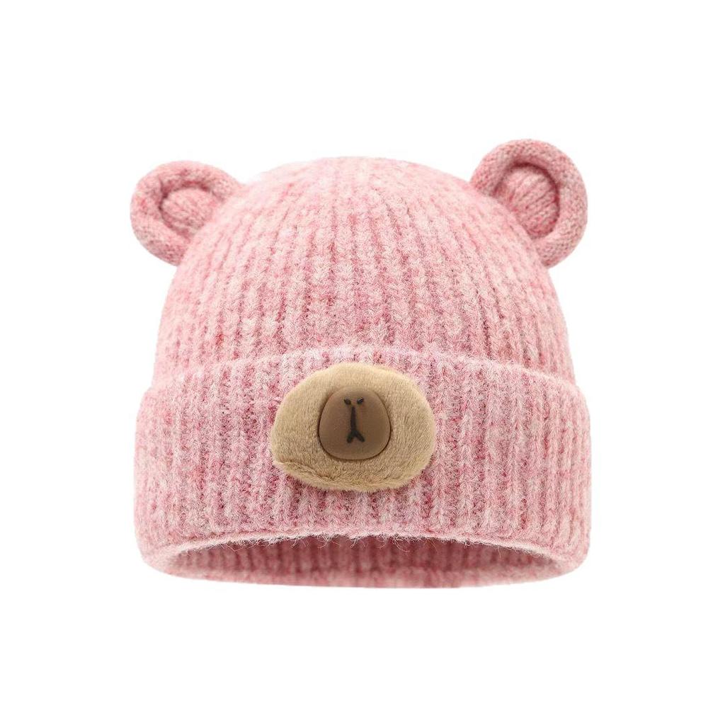 Korean Style Cute Little Bear Knit Beanie for Women - Warm, Windproof, Autumn/Winter Cycling Hat